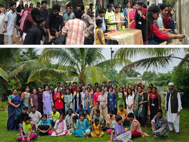Two men in bicycle jerseys sitting outside at table having coffee